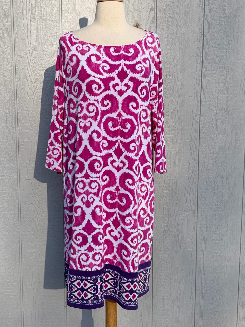 NWT Chico’s Travelers Size 3P Pink & Purple Batik Print Dress